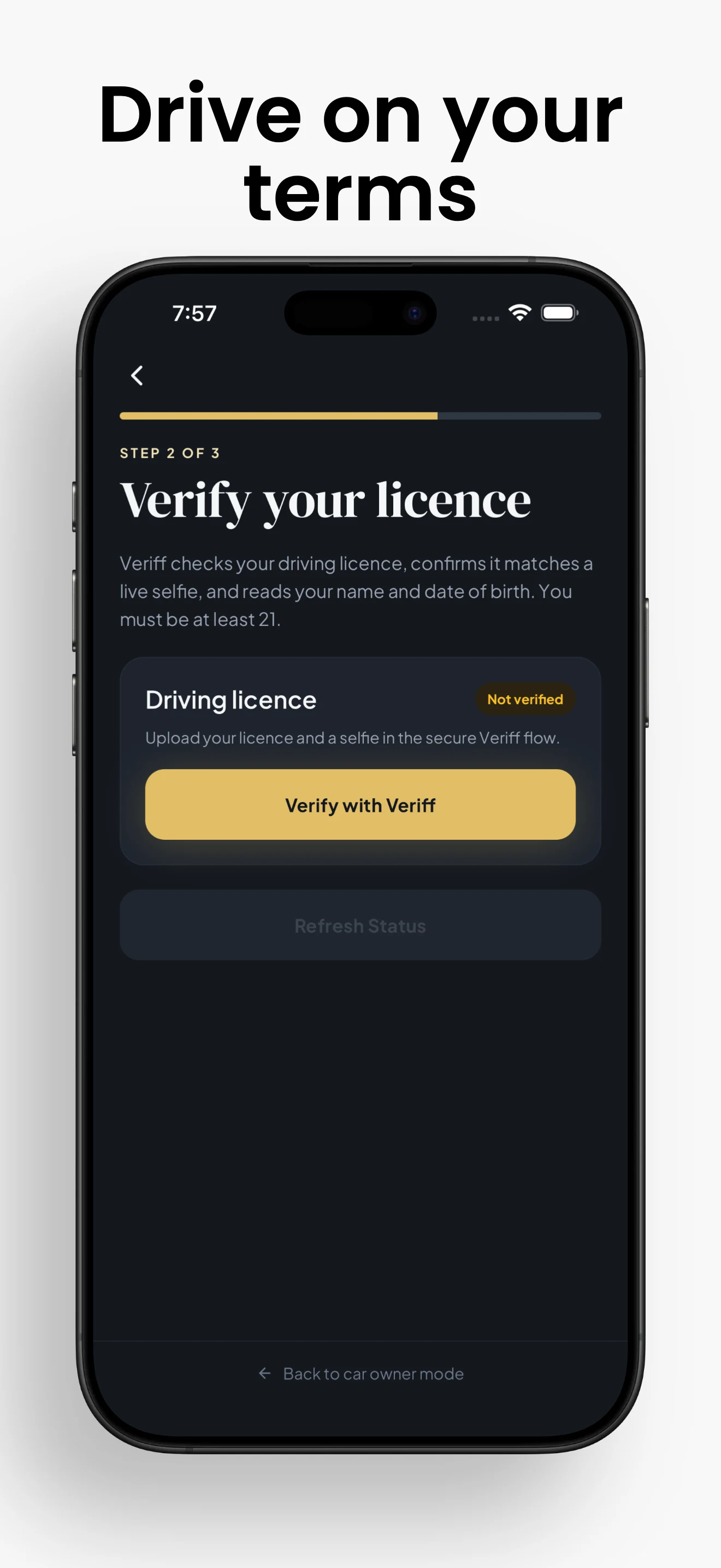 DriverHub Veriff driving licence verification flow
