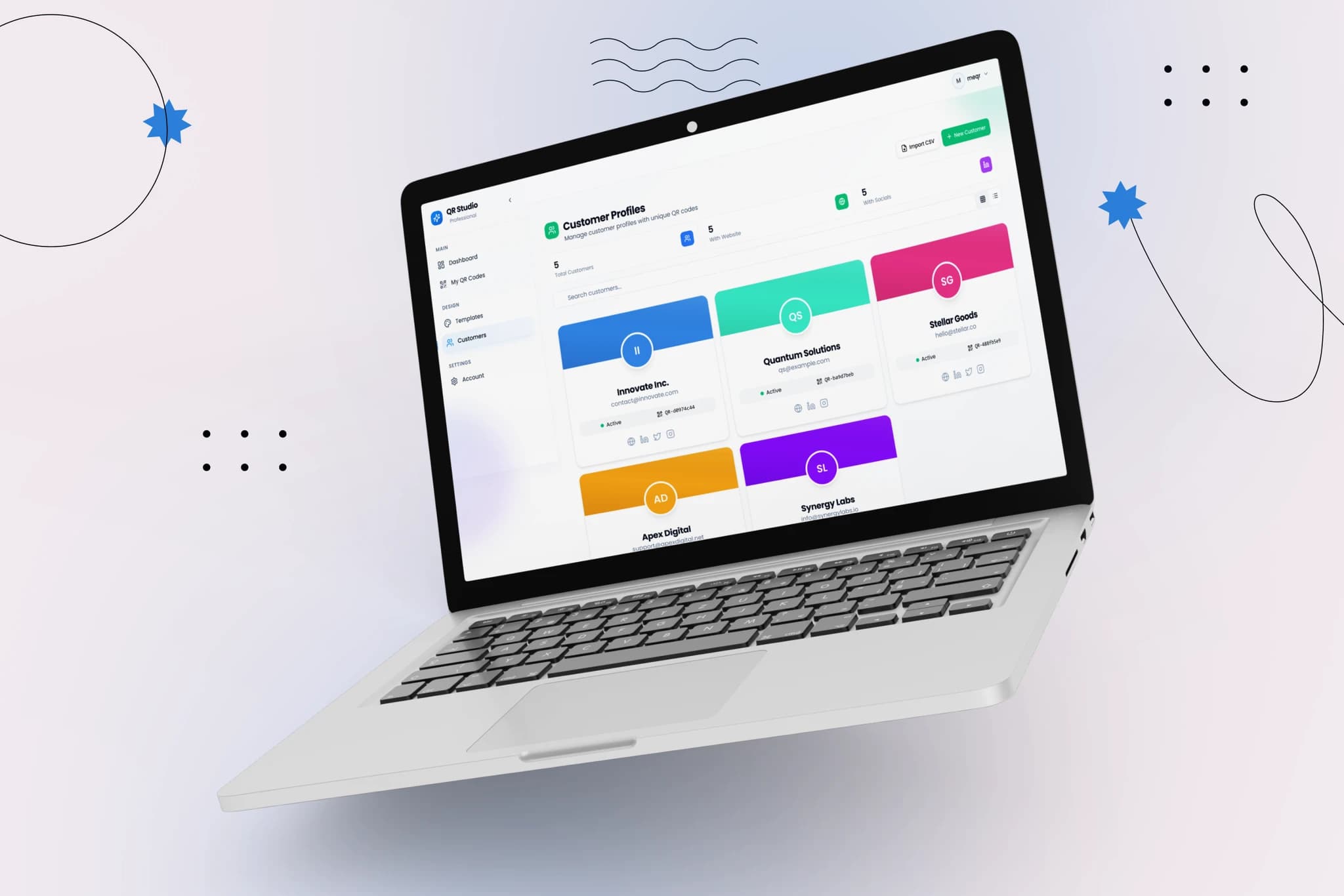 TapNFC customer profile dashboard displayed on a laptop