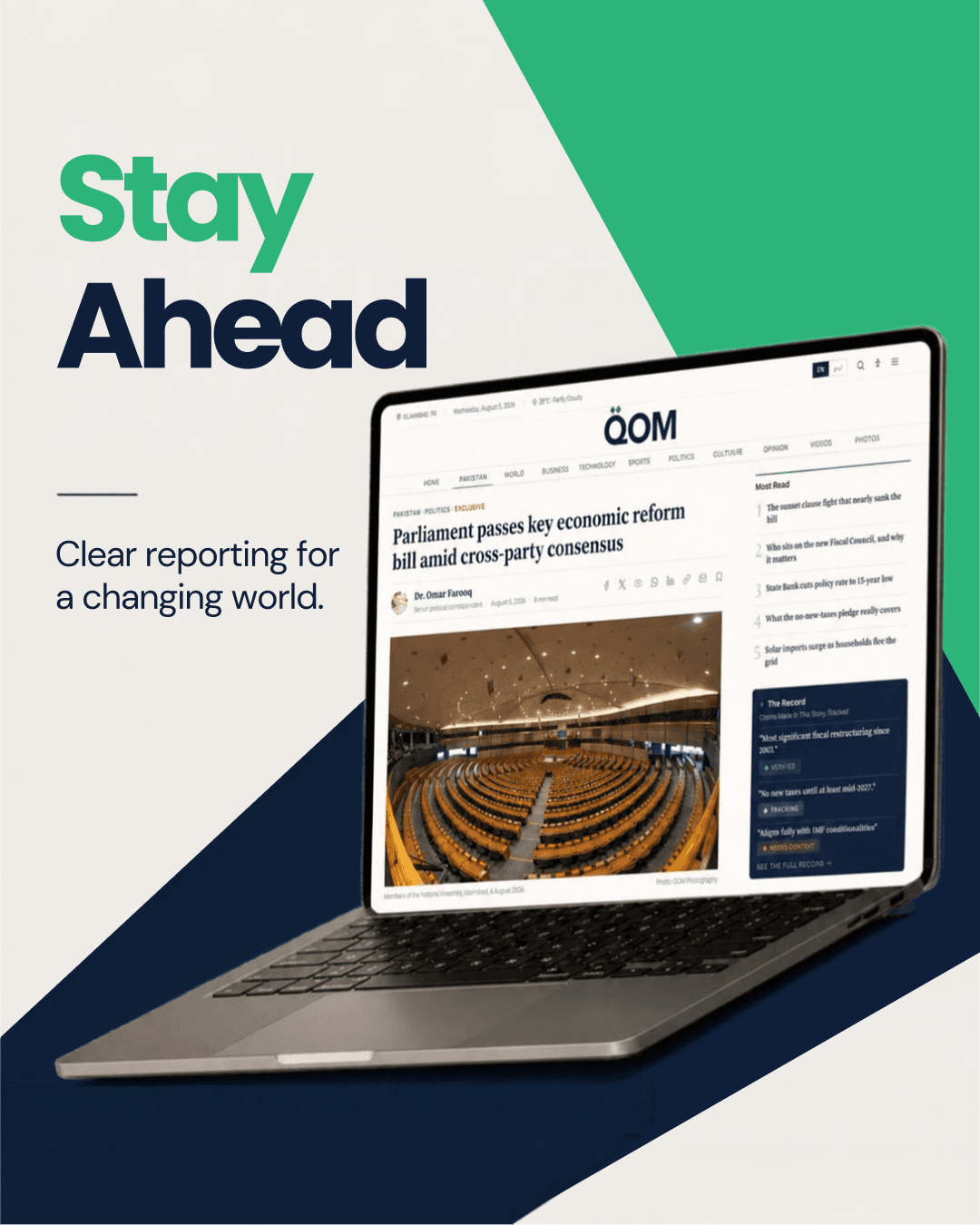 QOM News clear reporting and article reading experience