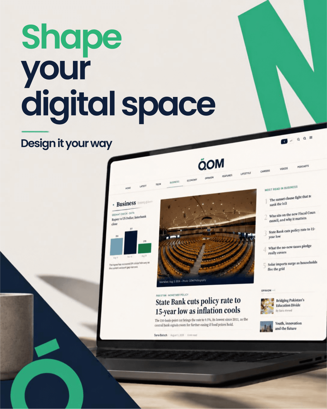 QOM News business and editorial publishing interface